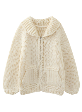 MMC宽松慵懒风粗棒针手工编织加厚针织开衫外套毛衣上衣软糯韩版