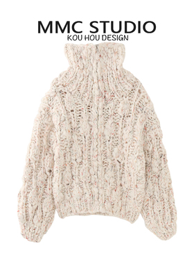 MMC 欧货重工棒针粗针手工加厚宽松慵懒风针织开衫毛衣外套上衣女