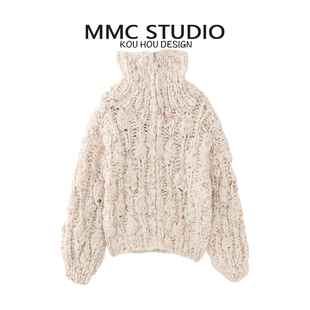 MMC 毛衣外套上衣女 欧货重工棒针粗针手工加厚宽松慵懒风针织开衫