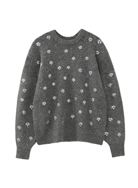 MMCM家2025秋冬新款欧货法式重工穿搭钻饰套头针织衫毛衣外套上衣