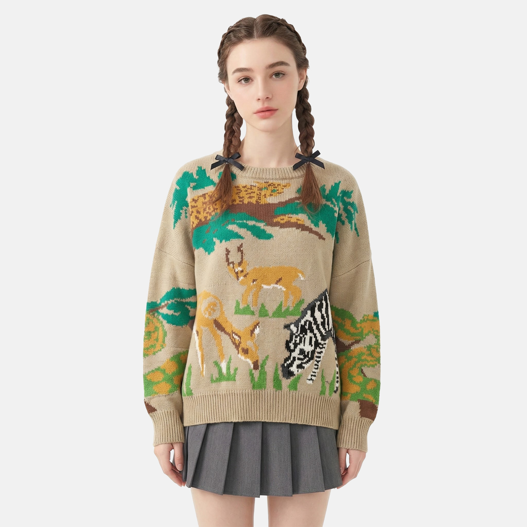 MMC法式小众设计感卡通动物提花针织衫外套毛衣上衣宽松高级感女,女装/女士精品,毛针织衫,淘宝优惠券,粉丝福利购,淘宝优惠卷