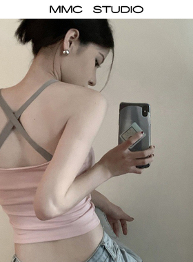 MMC 欧美风辣妹性感带胸垫吊带后背绑带纯俗背心小众设计修身显瘦