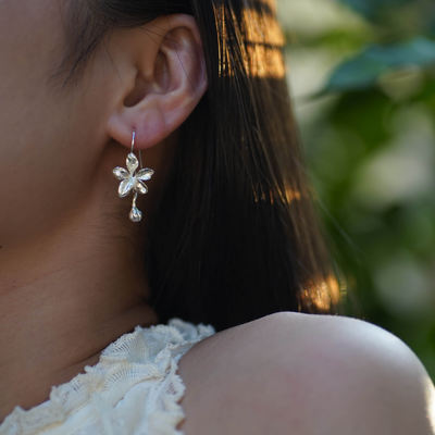 原创设计垂丝茉莉纯银耳环
