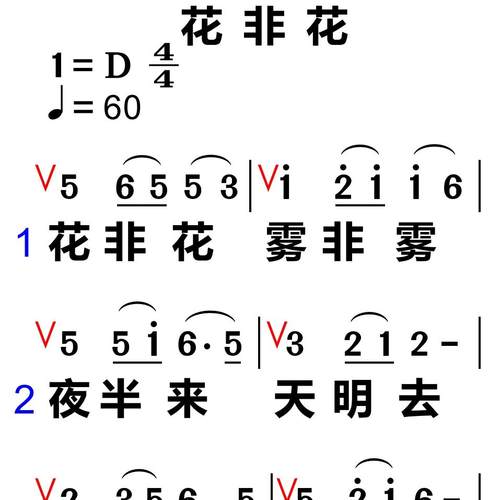 103花非花 大字谱高清简谱教唱谱直播教唱歌谱