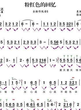 粉红色的回忆葫芦丝高清指法乐器简谱音乐简谱PDF网盘自动发货