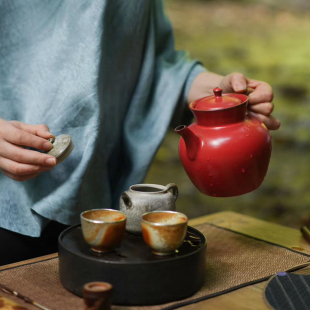 梵山堂苏打釉山楂红福融水注陶瓷冲茶器大容量煮茶壶电陶炉专用壶