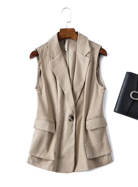 高品质好亚麻 透气清爽又百搭经典显瘦小马甲背心外套春夏装女士