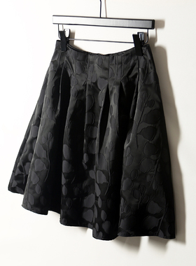 复古赫本风 显瘦黑色提花蓬蓬裙高腰短裙半身裙A字裙春夏款