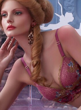 三件包邮美思内衣聚拢侧收三排扣薄款75/34C杯文胸FB426紫色刺绣