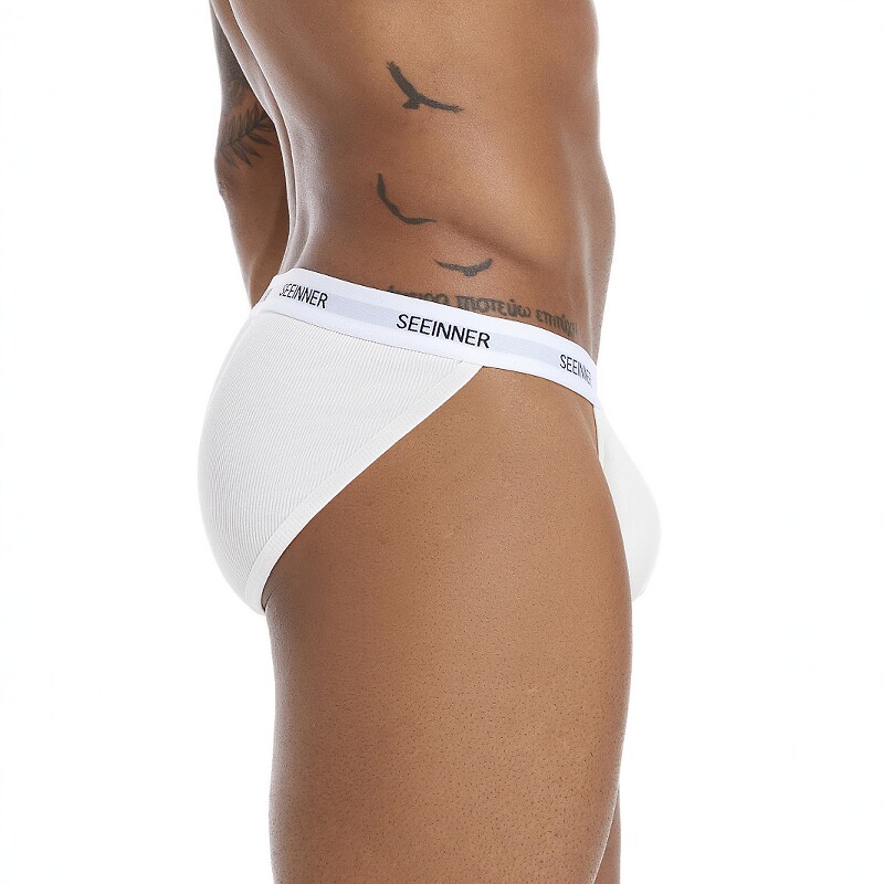 两条装男士高叉三角内裤体育生篮球中低腰舒适白色内裤健身不嘞裤