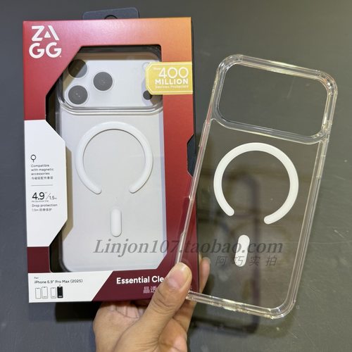 ZAGG透明手机壳晶透适用苹果17ProMax手机壳MagSafe磁吸充电iPhone16pro防摔保护套全包全透明烟灰磁吸