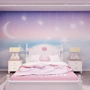 星空宋式美学无纺布壁画星星月亮床头背景墙贴中式风定制壁画加厚