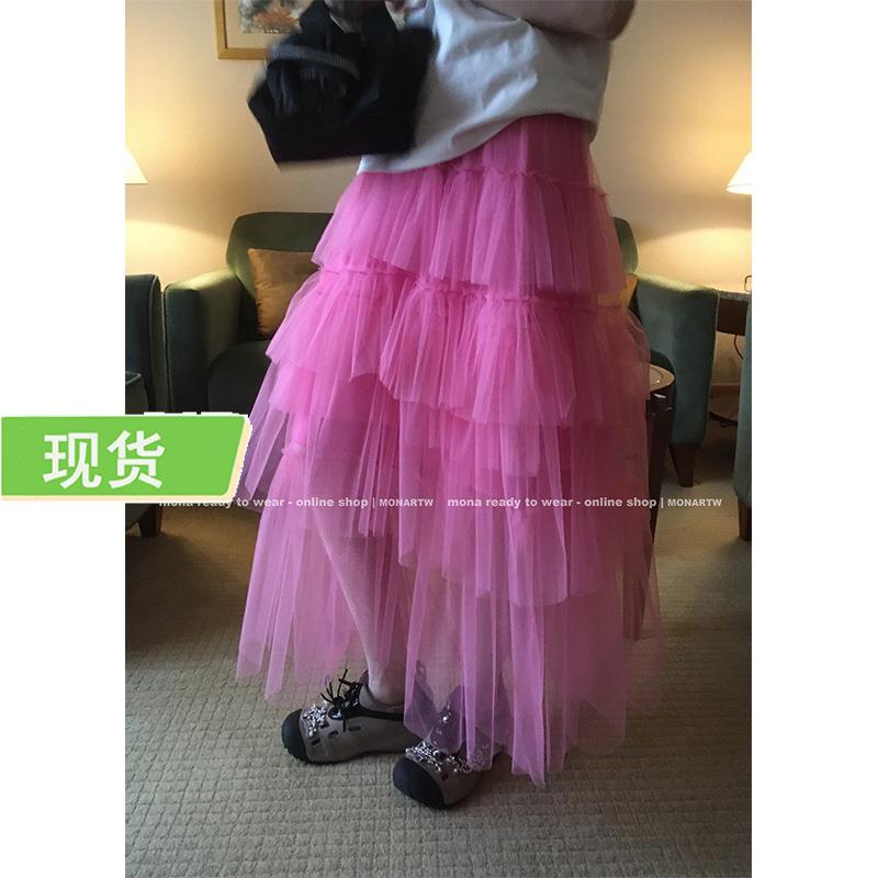 Mona家 半身裙短裙 甜美漂亮设计感网纱中腰长裙女小个子 2025新
