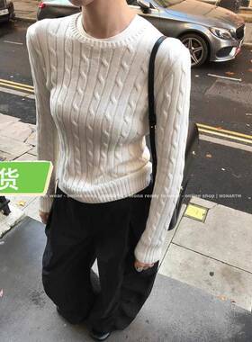 Mona家 100棉 白色灰色温柔日常内搭外穿 毛衣女小个子2025秋冬新