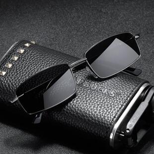 王家卫同款方形墨镜小框男潮玻璃镜片港风黑色不透复古近视太阳镜