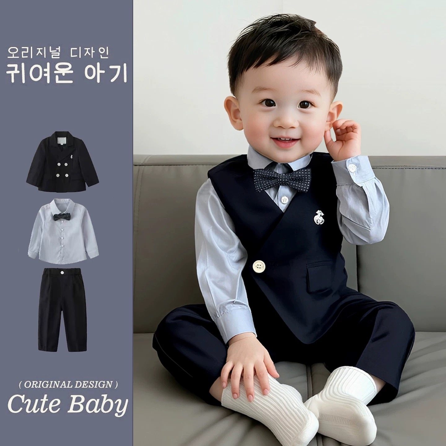 男宝宝周岁礼服春秋新款英伦帅气小西装生日宴衣服男童主持人套装