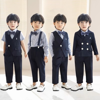 儿童礼服男童西装套装帅气英伦风男宝周岁生日宴会西服花童演出服