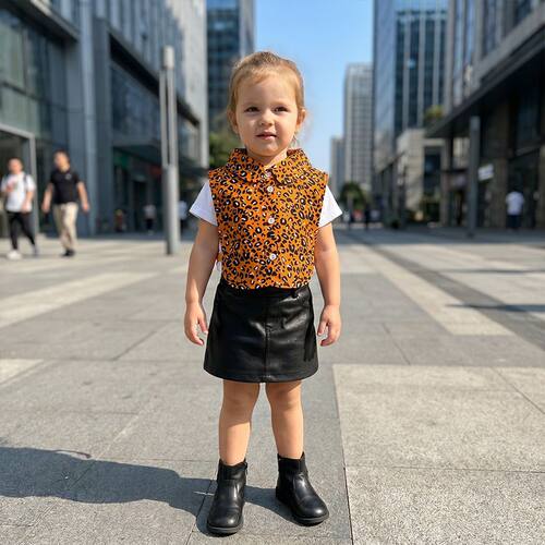 女童百搭假领子春夏秋季新款半身内搭豹纹衬衫时尚薄款假领衬衣
