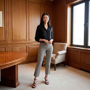女款休闲裤春秋款黑白格子时尚直筒裤通勤百搭求职季轻薄修身裤子