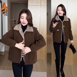 秋冬短款牛仔外套女2025新款高级感宽松加绒加厚棒球棉服时尚大衣