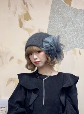 现货谷本CIQ191仙女帽堆堆帽安哥拉兔毛