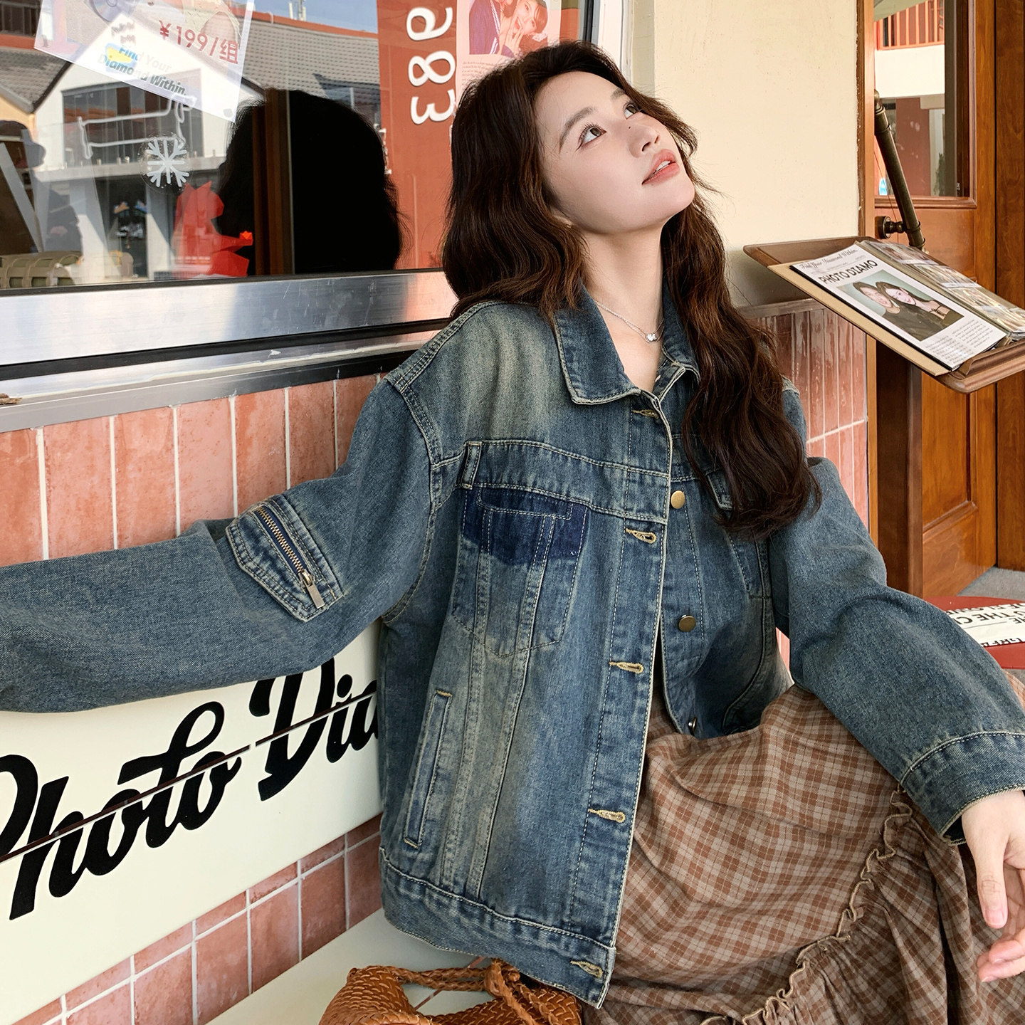 【大货】26年复古色牛仔外套229-8488-P165控268，女装短外套，浙宝229