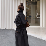 高级感英伦风黑色风衣外套女春秋2025年新款超火好看长款宽松大衣，女装风衣，浙宝229