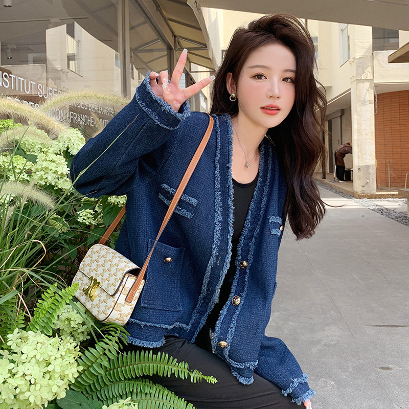 韩系高级感绝美牛仔小香风外套女春秋2025超火好看减龄感夹克上衣图片