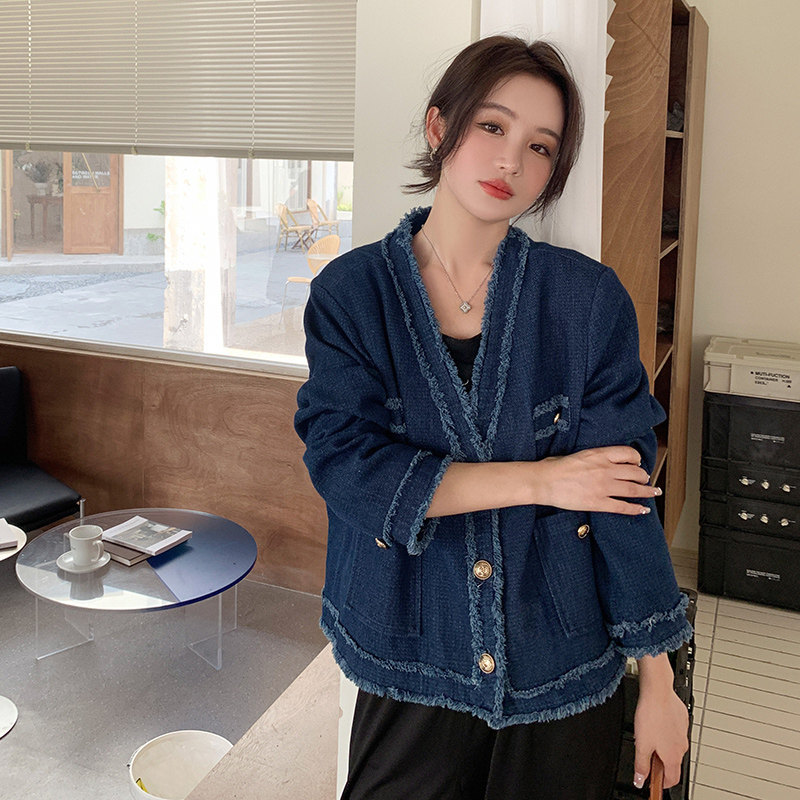 现货现货！22年秋装小香风牛仔外套229-8180-P135控188图片