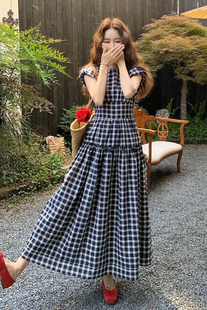 【大货】夏格子连衣裙2B175-8337-P135控198,女装连衣裙,浙宝229