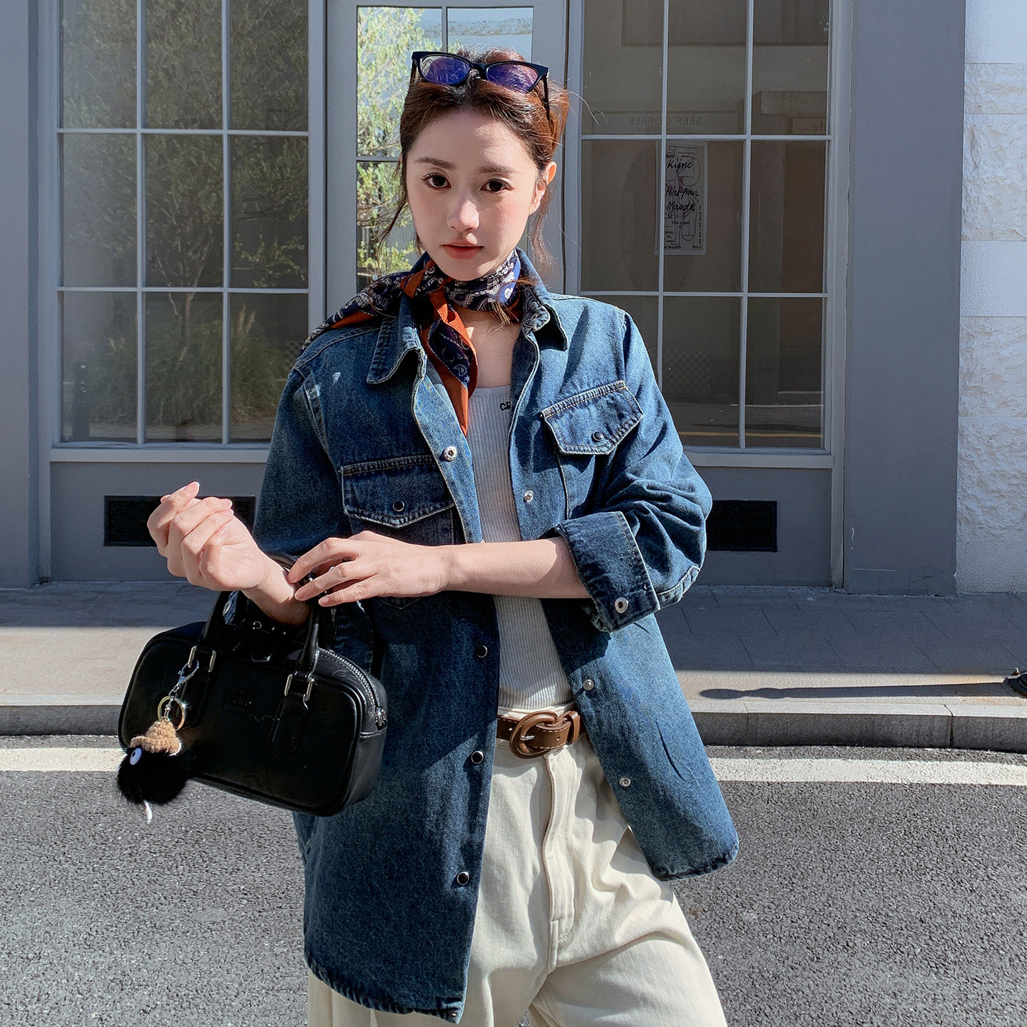 【大货】26年春牛仔衬衫外套送丝巾2B175-8479-P135控218,女装短外套,浙宝229