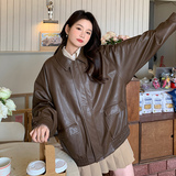 韩风chic机车皮衣夹克女2025春季新款美式复古小个子百搭上衣外套，女装皮衣，浙宝229