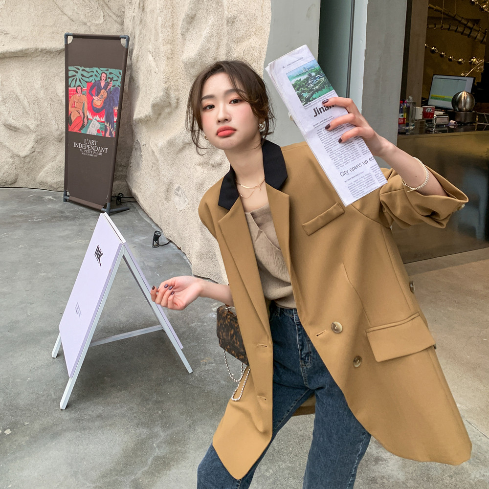 文艺风咖色复古西装外套女春秋2025新款超火好看高级独特小众上衣图片