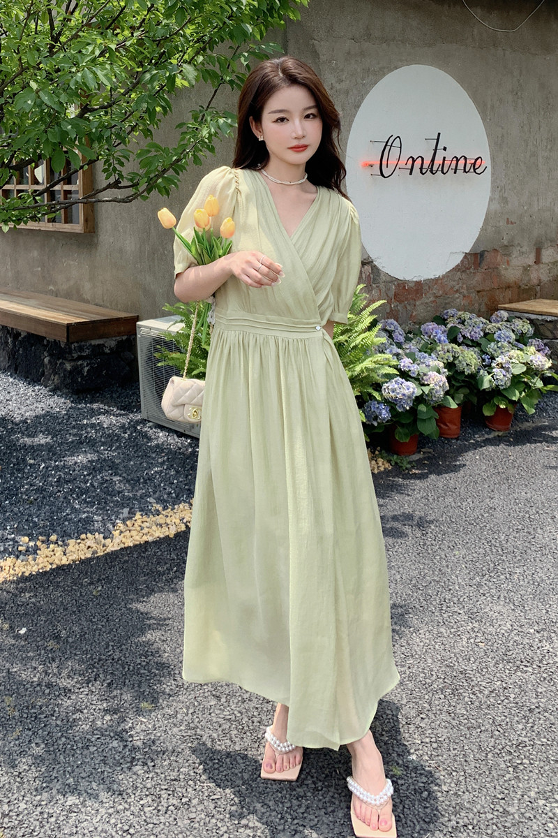 新款！一片式绿色仙女裙229-8178-P115控168,女装连衣裙,浙宝229