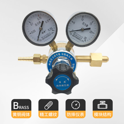 双级减压器阀全铜超级稳压实验室用YQS-11混合气YQTS-711二氧化碳