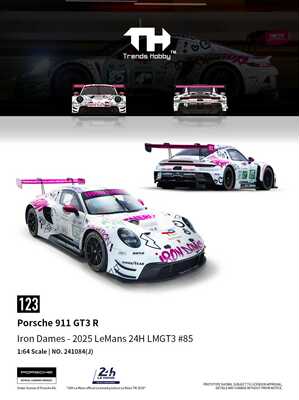 TH 1:64 保时捷911 GT3 R 2025勒芒LMGT3#85铁娘子合金汽车模型