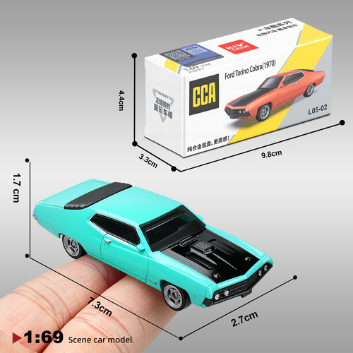 1:69彩珀CCA福特Torino肌肉车跑车合金小汽车模型仿真玩具车避震