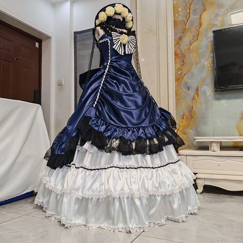 风度COS 黑执事夏尔知更鸟异色cosplay服 深蓝色 漫展礼服 可定做