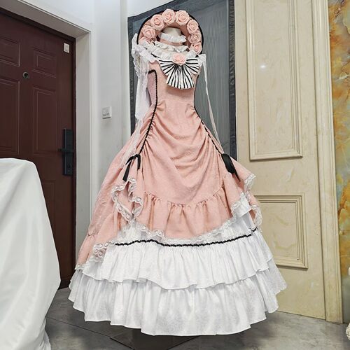 风度COS 黑执事夏尔知更鸟COSPLAY 服装订做 粉色暗纹面料 精工