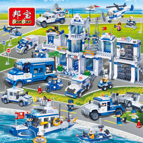 益智玩具城市警察消防局总署积木