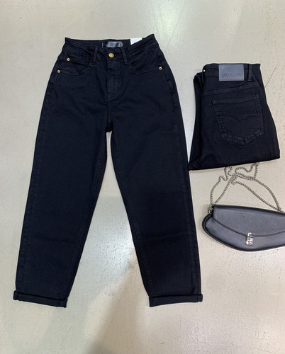 onebrand纯黑色哈伦牛仔裤女秋季新款宽松显瘦简约老爹裤小脚垮裤