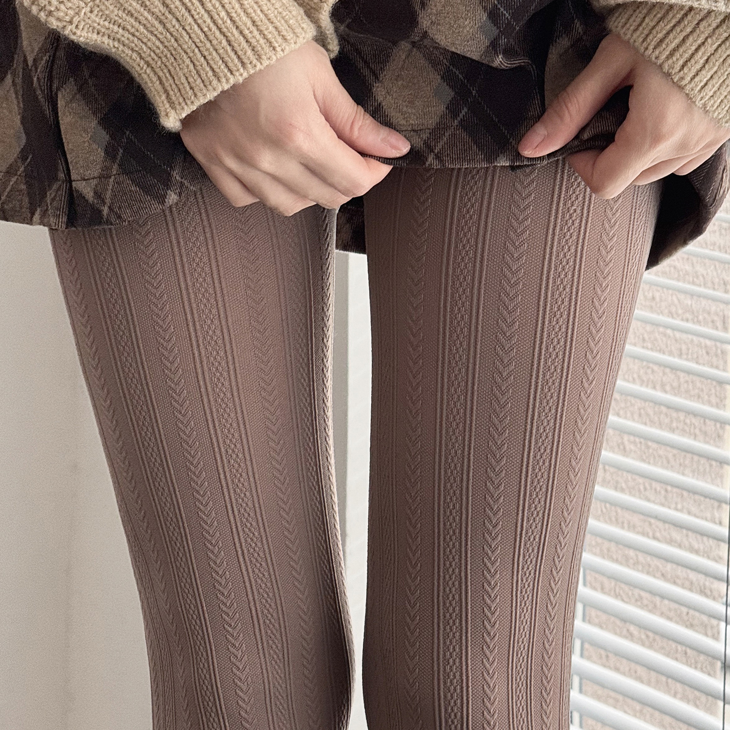 秋冬款日系甜美白丝袜咖色连裤袜