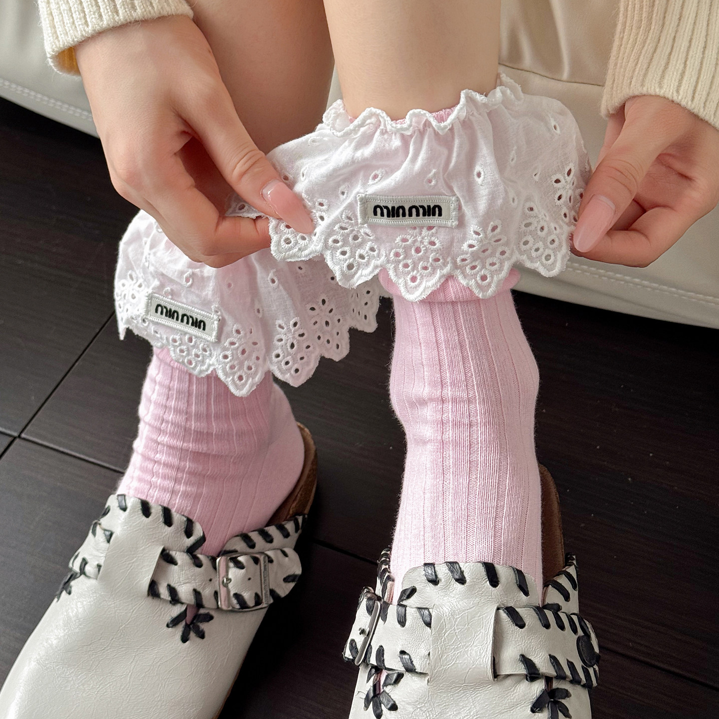 浅粉色小腿袜女秋冬灰色棉堆堆袜甜美jk花边白色中筒袜咖色短袜子,女士内衣/男士内衣/家居服,中筒袜,淘宝优惠券,粉丝福利购,淘宝优惠卷
