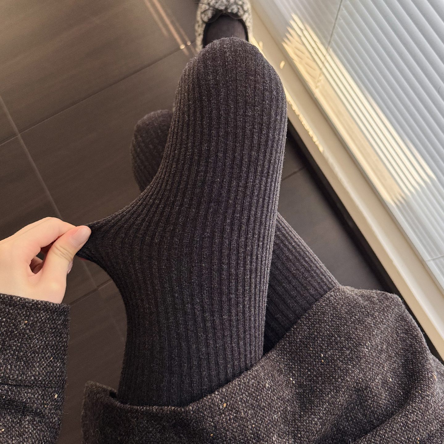 秋冬款加厚保暖深灰色打底连裤袜