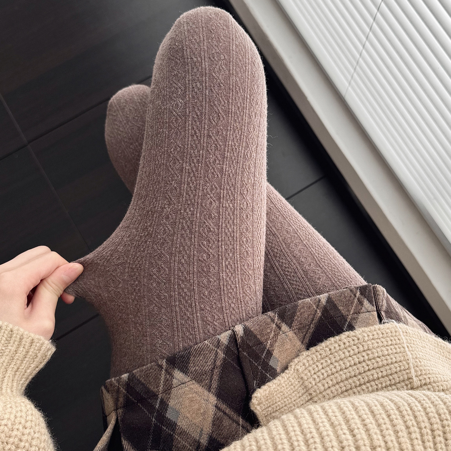 秋冬季加绒加厚保暖麻花纹连裤袜
