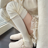 加绒奶白色长筒袜秋冬款 加厚烟灰色高筒袜咖啡色大腿袜保暖过膝袜