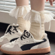 Lolita蕾丝花边白色小腿袜女春款 灰色中筒堆堆袜甜美蝴蝶结棉短袜