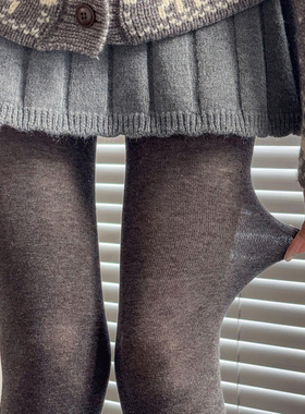 2025春秋薄款深灰色连裤袜微微透烟灰丝袜女格蕾系浅灰色棉打底袜