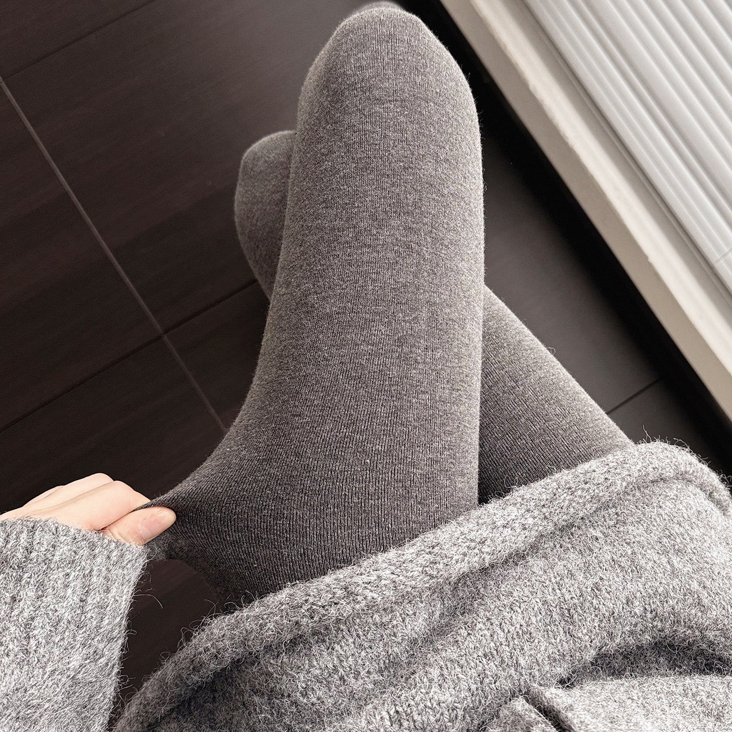 秋冬加厚加绒保暖烟灰色连裤袜
