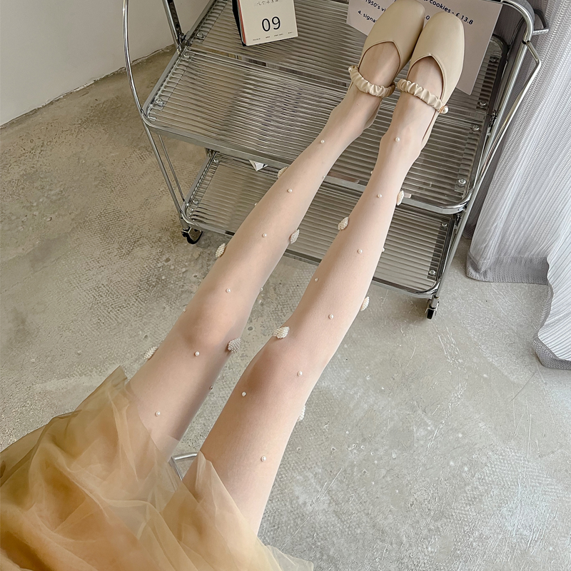 白丝袜日系JK米白色连裤袜黑丝女